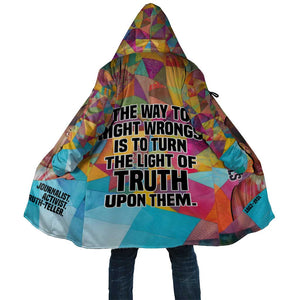 Ida B. Wells Cloak with Colorful Patchwork Pattern Design Confident Portrait Civil Rights and Journalism Tribute - African Pride