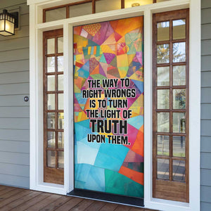 Ida B. Wells Door Cover with Colorful Patchwork Pattern Design Confident Portrait Civil Rights and Journalism Tribute - African Pride