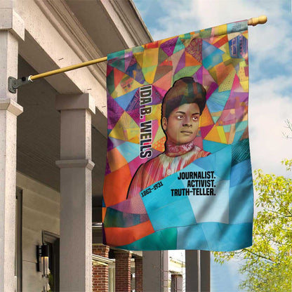 Ida B. Wells Garden Flag with Colorful Patchwork Pattern Design Confident Portrait Civil Rights and Journalism Tribute - African Pride