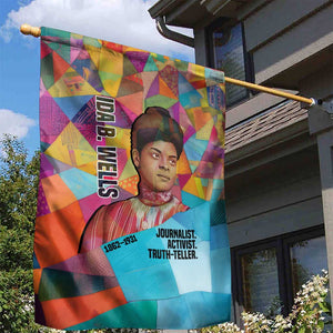 Ida B. Wells Garden Flag with Colorful Patchwork Pattern Design Confident Portrait Civil Rights and Journalism Tribute - African Pride
