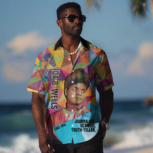Ida B. Wells Hawaiian Shirt with Colorful Patchwork Pattern Design Confident Portrait Civil Rights and Journalism Tribute - African Pride