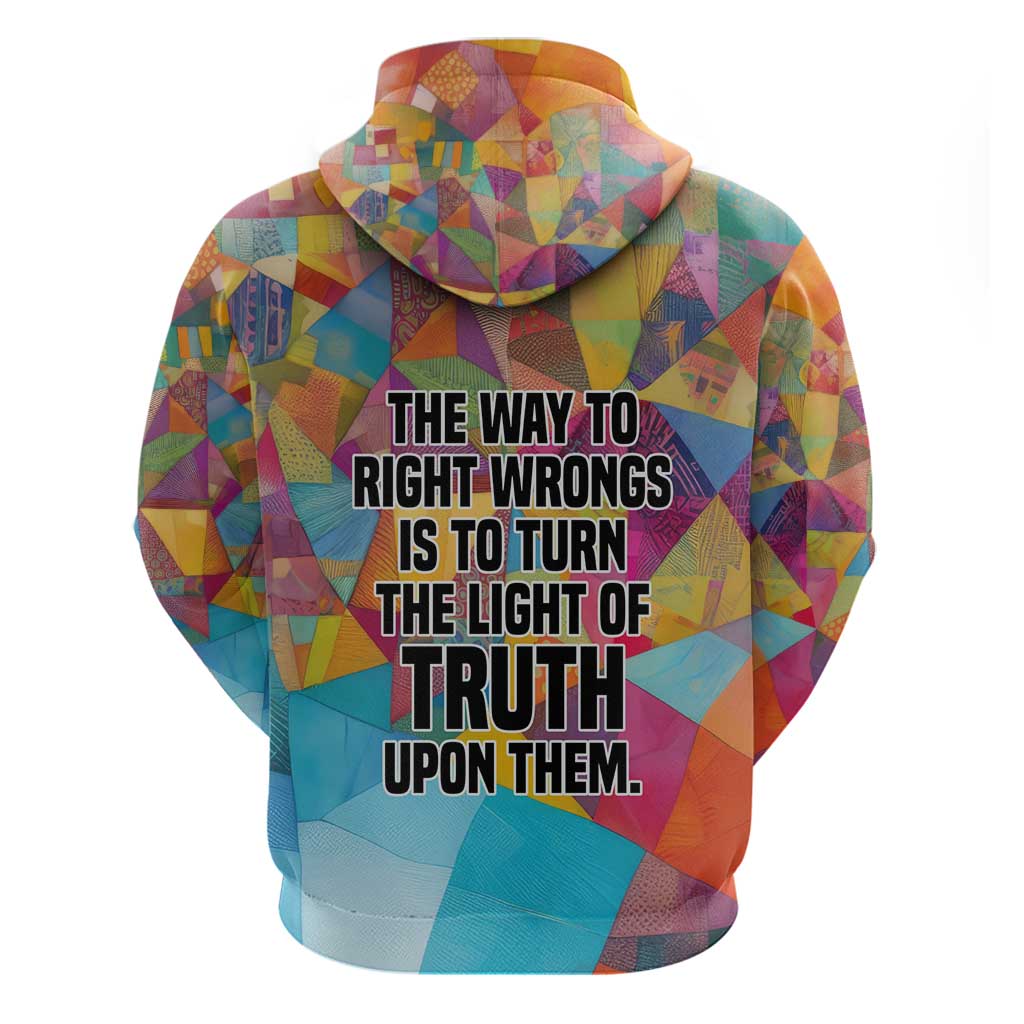 Ida B. Wells Hoodie with Colorful Patchwork Pattern Design Confident Portrait Civil Rights and Journalism Tribute - African Pride