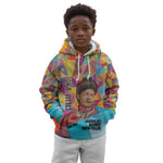 Ida B. Wells Kid Hoodie with Colorful Patchwork Pattern Design Confident Portrait Civil Rights and Journalism Tribute - African Pride