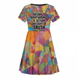 Ida B. Wells Kid Short Sleeve Dress with Colorful Patchwork Pattern Design Confident Portrait Civil Rights and Journalism Tribute - African Pride