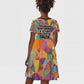 Ida B. Wells Kid Short Sleeve Dress with Colorful Patchwork Pattern Design Confident Portrait Civil Rights and Journalism Tribute - African Pride