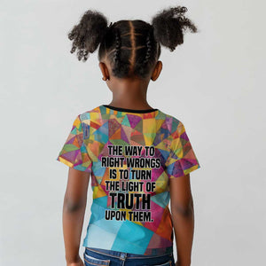 Ida B. Wells Kid T shirt with Colorful Patchwork Pattern Design Confident Portrait Civil Rights and Journalism Tribute - African Pride