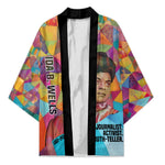 Ida B. Wells Kimono with Colorful Patchwork Pattern Design Confident Portrait Civil Rights and Journalism Tribute - African Pride