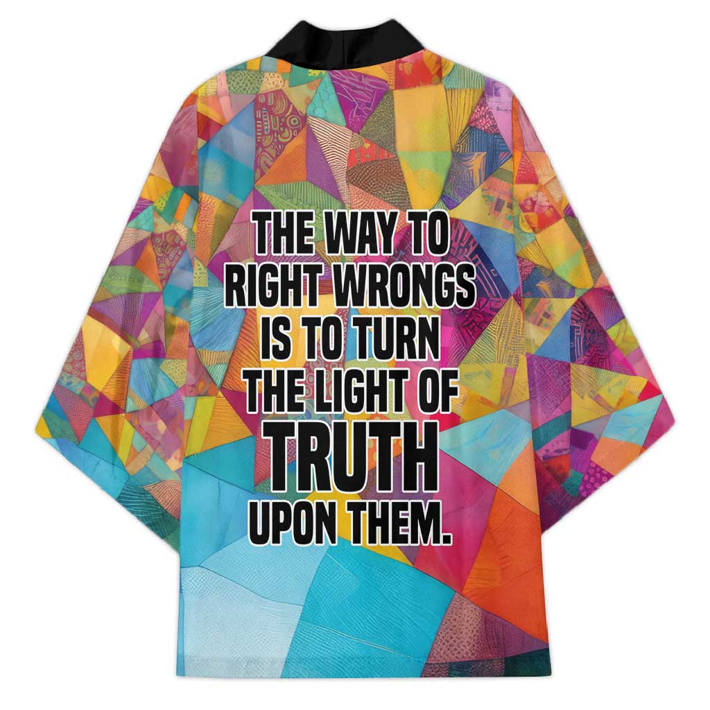 Ida B. Wells Kimono with Colorful Patchwork Pattern Design Confident Portrait Civil Rights and Journalism Tribute - African Pride