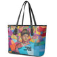 Ida B. Wells Leather Tote Bag with Colorful Patchwork Pattern Design Confident Portrait Civil Rights and Journalism Tribute - African Pride