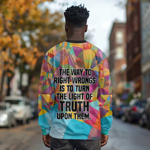 Ida B. Wells Long Sleeve Shirt with Colorful Patchwork Pattern Design Confident Portrait Civil Rights and Journalism Tribute - African Pride