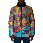 Ida B. Wells Padded Jacket with Colorful Patchwork Pattern Design Confident Portrait Civil Rights and Journalism Tribute - African Pride