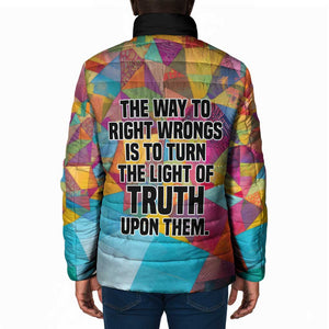 Ida B. Wells Padded Jacket with Colorful Patchwork Pattern Design Confident Portrait Civil Rights and Journalism Tribute - African Pride