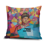 Ida B. Wells Pillow Cover with Colorful Patchwork Pattern Design Confident Portrait Civil Rights and Journalism Tribute - African Pride