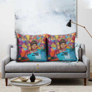 Ida B. Wells Pillow Cover with Colorful Patchwork Pattern Design Confident Portrait Civil Rights and Journalism Tribute - African Pride