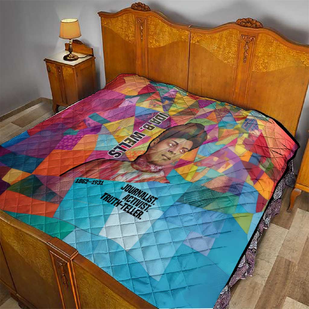 Ida B. Wells Quilt with Colorful Patchwork Pattern Design Confident Portrait Civil Rights and Journalism Tribute - African Pride