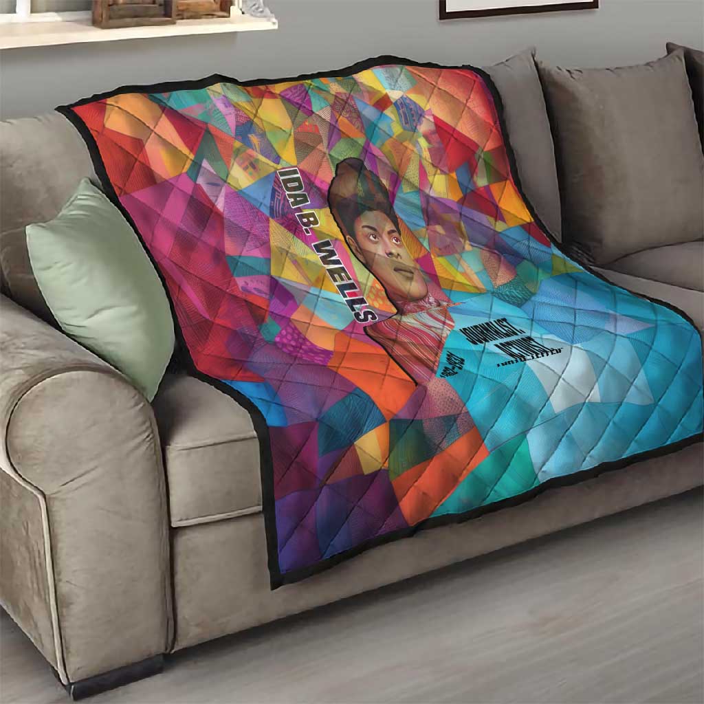 Ida B. Wells Quilt with Colorful Patchwork Pattern Design Confident Portrait Civil Rights and Journalism Tribute - African Pride