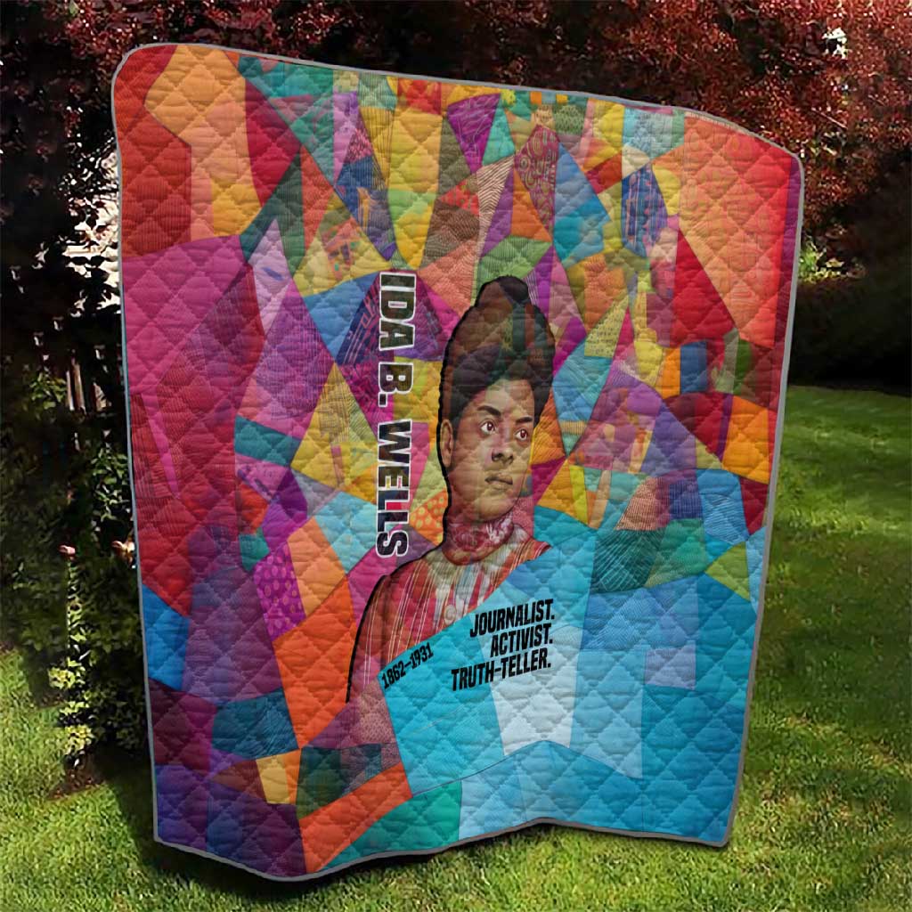 Ida B. Wells Quilt with Colorful Patchwork Pattern Design Confident Portrait Civil Rights and Journalism Tribute - African Pride