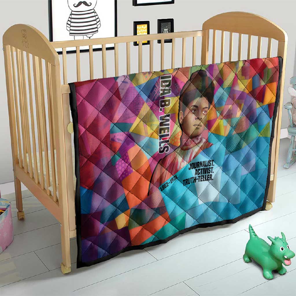 Ida B. Wells Quilt with Colorful Patchwork Pattern Design Confident Portrait Civil Rights and Journalism Tribute - African Pride