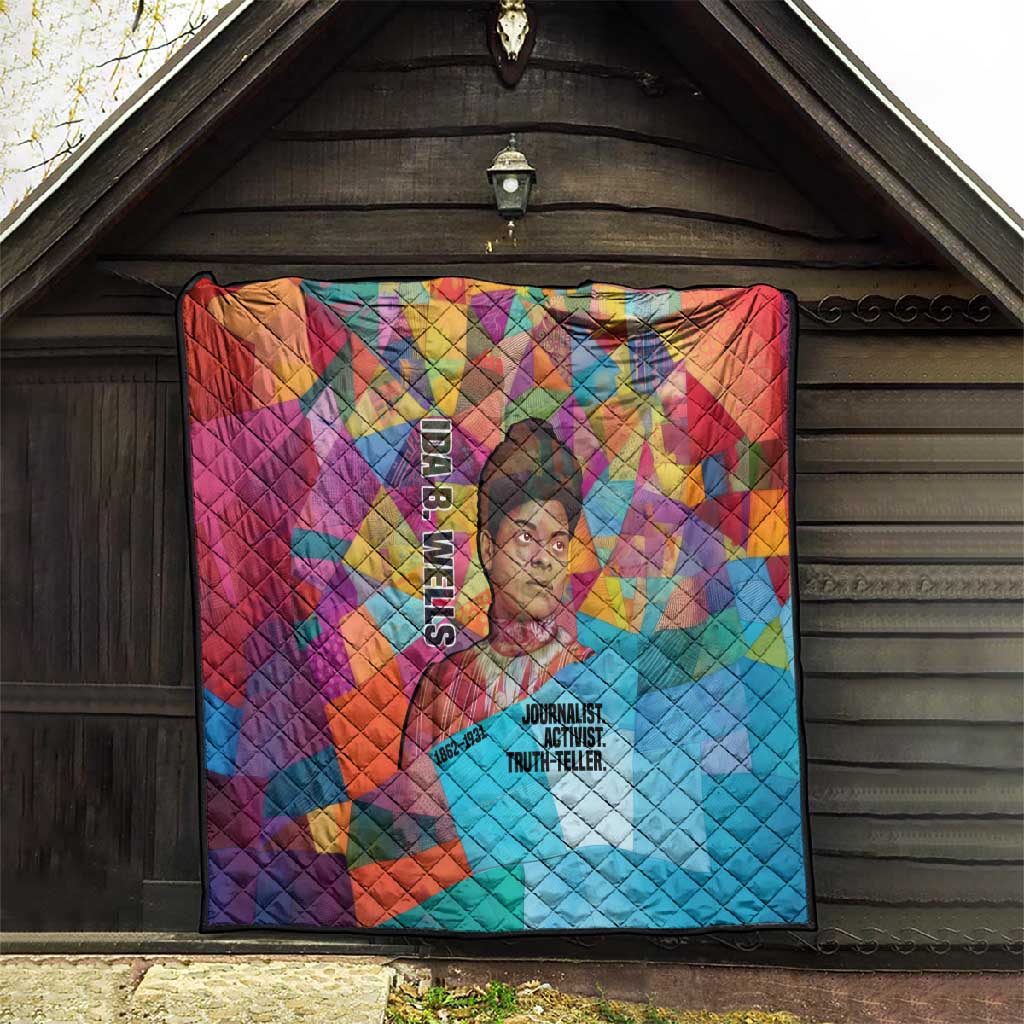 Ida B. Wells Quilt with Colorful Patchwork Pattern Design Confident Portrait Civil Rights and Journalism Tribute - African Pride