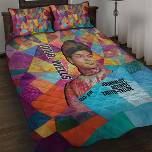 Ida B. Wells Quilt Bed Set with Colorful Patchwork Pattern Design Confident Portrait Civil Rights and Journalism Tribute - African Pride