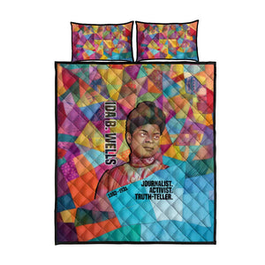 Ida B. Wells Quilt Bed Set with Colorful Patchwork Pattern Design Confident Portrait Civil Rights and Journalism Tribute - African Pride