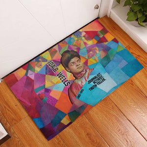 Ida B. Wells Rubber Doormat with Colorful Patchwork Pattern Design Confident Portrait Civil Rights and Journalism Tribute - African Pride