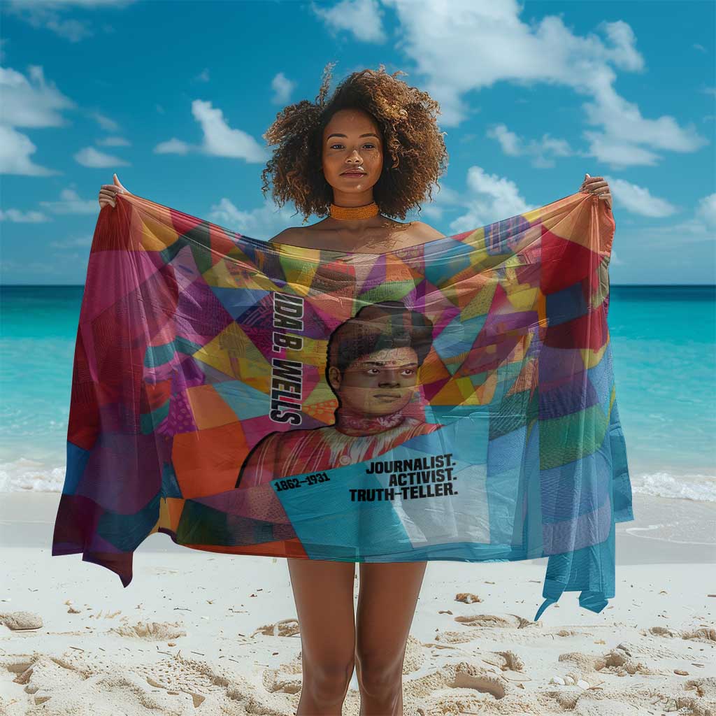 Ida B. Wells Sarong with Colorful Patchwork Pattern Design Confident Portrait Civil Rights and Journalism Tribute - African Pride