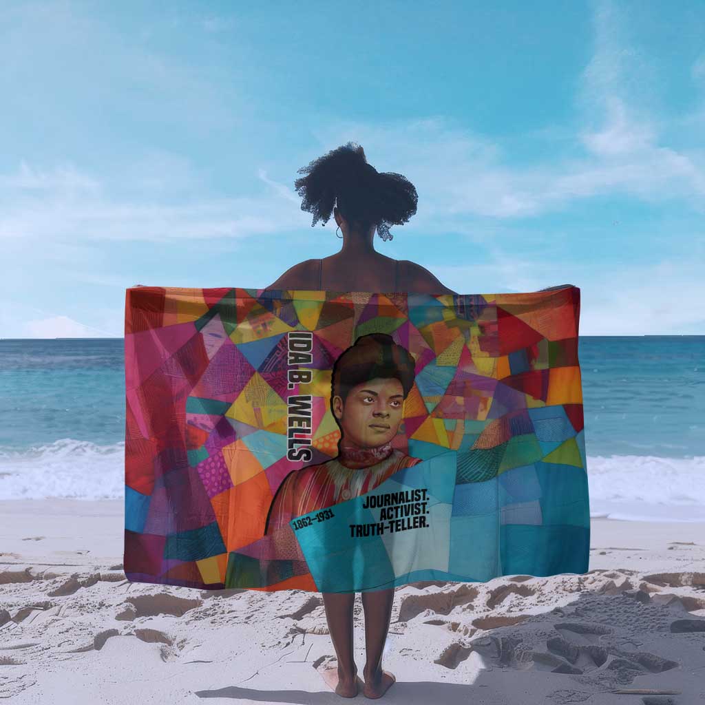 Ida B. Wells Sarong with Colorful Patchwork Pattern Design Confident Portrait Civil Rights and Journalism Tribute - African Pride