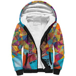 Ida B. Wells Sherpa Hoodie with Colorful Patchwork Pattern Design Confident Portrait Civil Rights and Journalism Tribute - African Pride