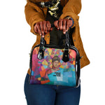 Ida B. Wells Shoulder Handbag with Colorful Patchwork Pattern Design Confident Portrait Civil Rights and Journalism Tribute - African Pride