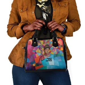Ida B. Wells Shoulder Handbag with Colorful Patchwork Pattern Design Confident Portrait Civil Rights and Journalism Tribute - African Pride