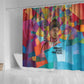 Ida B. Wells Shower Curtain with Colorful Patchwork Pattern Design Confident Portrait Civil Rights and Journalism Tribute - African Pride