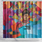 Ida B. Wells Shower Curtain with Colorful Patchwork Pattern Design Confident Portrait Civil Rights and Journalism Tribute - African Pride