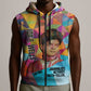 Ida B. Wells Sleeveless Zip Hoodie with Colorful Patchwork Pattern Design Confident Portrait Civil Rights and Journalism Tribute - African Pride