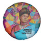 Ida B. Wells Spare Tire Cover with Colorful Patchwork Pattern Design Confident Portrait Civil Rights and Journalism Tribute - African Pride