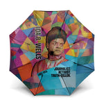 Ida B. Wells Umbrella with Colorful Patchwork Pattern Design Confident Portrait Civil Rights and Journalism Tribute - African Pride