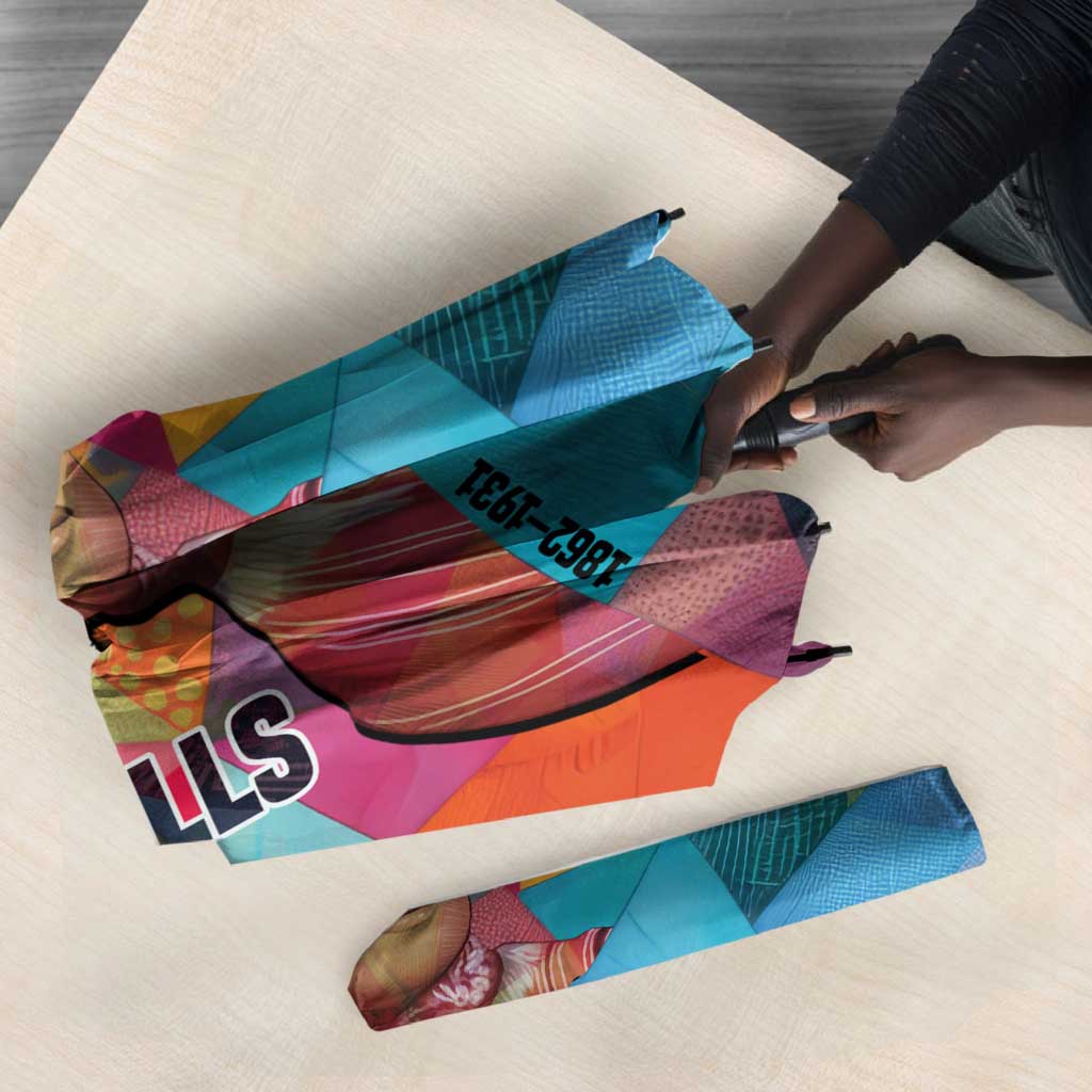Ida B. Wells Umbrella with Colorful Patchwork Pattern Design Confident Portrait Civil Rights and Journalism Tribute - African Pride
