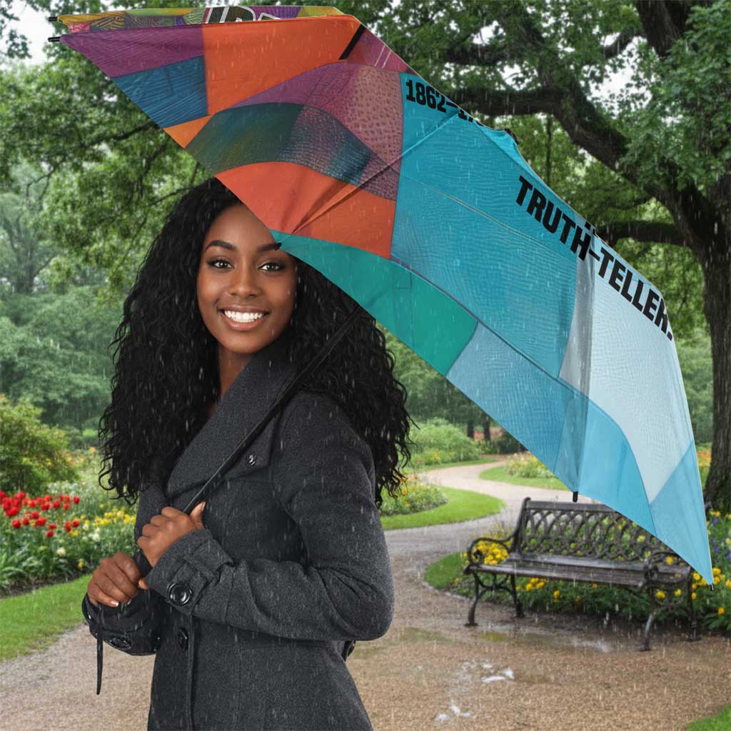 Ida B. Wells Umbrella with Colorful Patchwork Pattern Design Confident Portrait Civil Rights and Journalism Tribute - African Pride