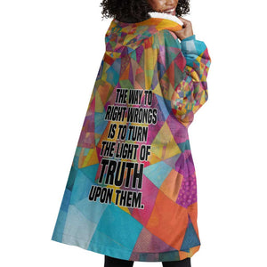 Ida B. Wells Wearable Blanket Hoodie with Colorful Patchwork Pattern Design Confident Portrait Civil Rights and Journalism Tribute - African Pride