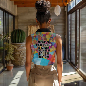 Ida B. Wells Women Sleeveless Polo Shirt with Colorful Patchwork Pattern Design Confident Portrait Civil Rights and Journalism Tribute - African Pride