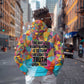 Ida B. Wells Zip Hoodie with Colorful Patchwork Pattern Design Confident Portrait Civil Rights and Journalism Tribute - African Pride