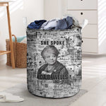 Ida B. Wells Laundry Basket with Newspaper Collage Design Powerful Portrait Civil Rights and Free Press Tribute - African Pride