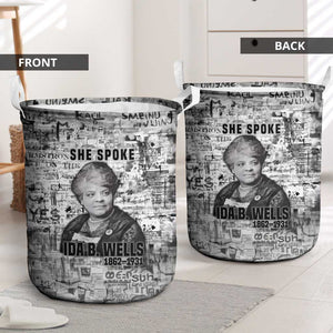 Ida B. Wells Laundry Basket with Newspaper Collage Design Powerful Portrait Civil Rights and Free Press Tribute - African Pride