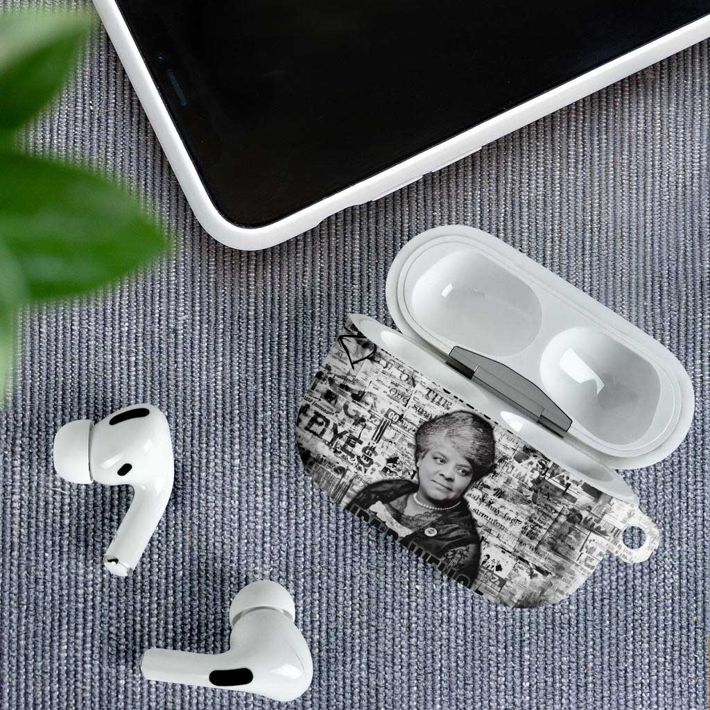 Ida B. Wells AirPods Case with Newspaper Collage Design Powerful Portrait Civil Rights and Free Press Tribute - African Pride