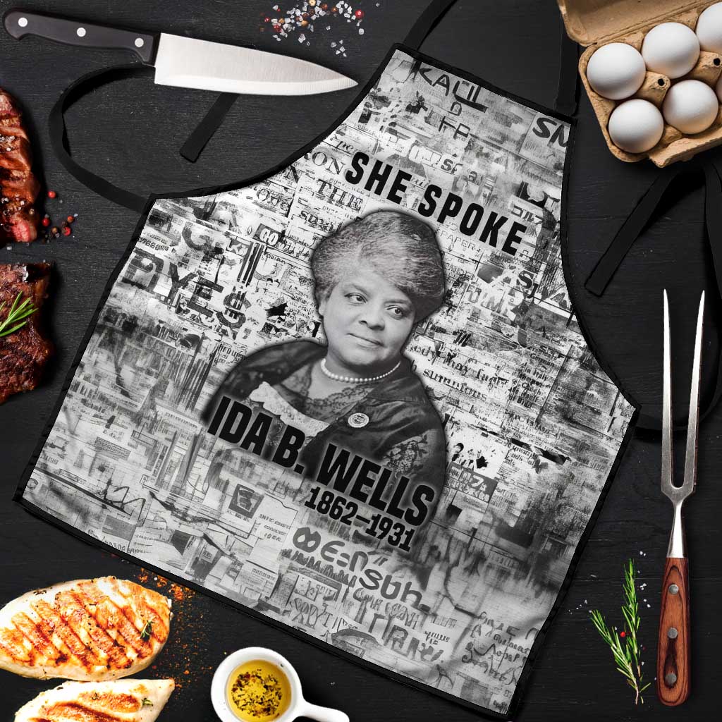 Ida B. Wells Apron with Newspaper Collage Design Powerful Portrait Civil Rights and Free Press Tribute - African Pride