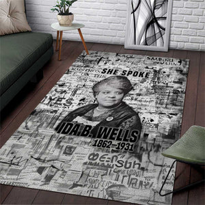 Ida B. Wells Area Rug with Newspaper Collage Design Powerful Portrait Civil Rights and Free Press Tribute - African Pride