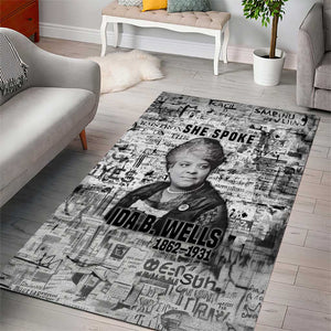 Ida B. Wells Area Rug with Newspaper Collage Design Powerful Portrait Civil Rights and Free Press Tribute - African Pride