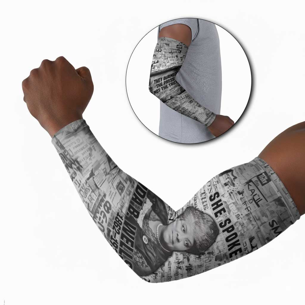 Ida B. Wells Arm Sleeves with Newspaper Collage Design Powerful Portrait Civil Rights and Free Press Tribute - African Pride