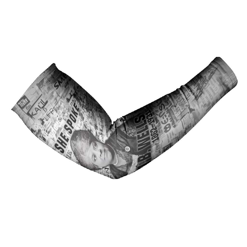 Ida B. Wells Arm Sleeves with Newspaper Collage Design Powerful Portrait Civil Rights and Free Press Tribute - African Pride