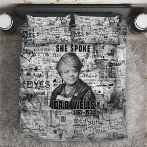 Ida B. Wells Bedding Set with Newspaper Collage Design Powerful Portrait Civil Rights and Free Press Tribute - African Pride